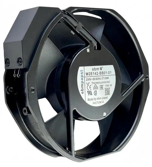 Alt view image 3 of 7 - ebm-papst W2E142-BB01-01 7056ES Replacement Cooling Fan, 230V 27/28W 172×150×38mm High Temp Resistant Metal Axial Fan