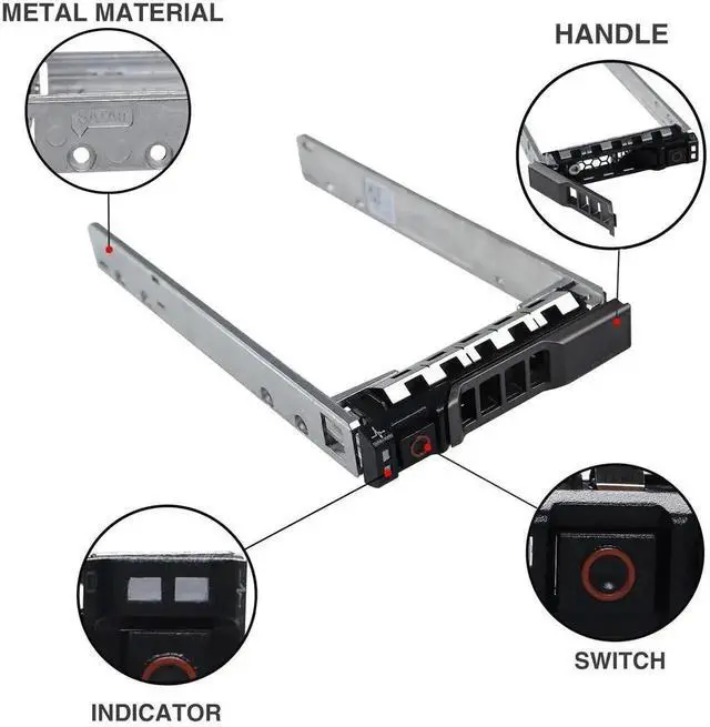 Alt view image 4 of 5 - 10 Pack 2.5" SSD Hard Drive Tray Caddy G176J 0G176J, Compatible with Dell PowerEdge 12G/13G/14G Servers