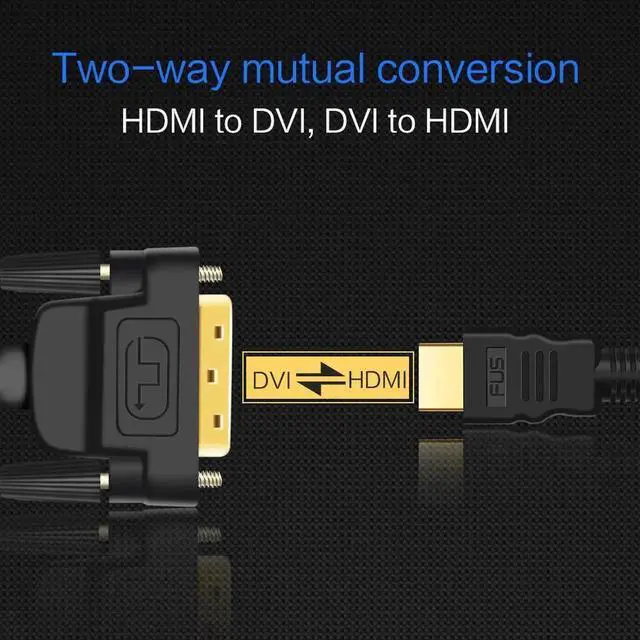 Alt view image 4 of 7 - 3M/9FT HDMI to DVI-D 24+1 Bidirectional Cable, Gold-Plated Male to Male 1080P Video Cord for PC, HDTV, Projector, PS4