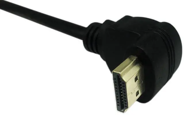 Alt view image 5 of 6 - 15cm/6 Inch Up-Angled HDMI 2.0 Male to Female Panel Mount Extension Cable with Screw Holes, Supports 4K@60Hz 3D, Black