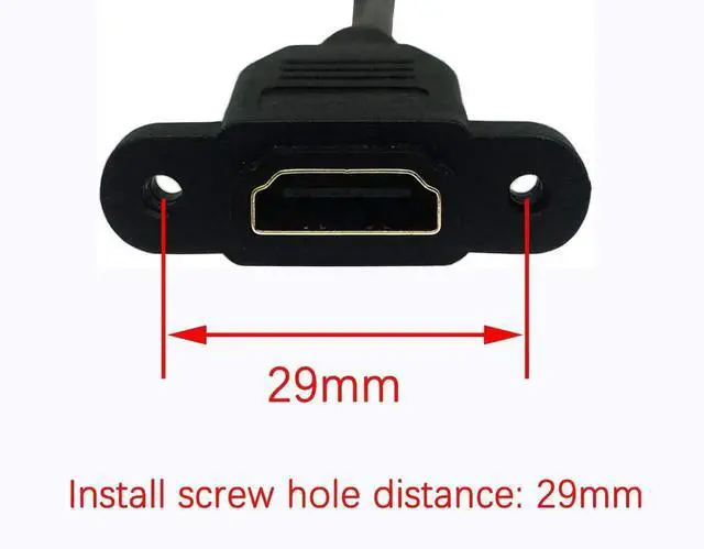 Alt view image 6 of 6 - 15cm/6 Inch Up-Angled HDMI 2.0 Male to Female Panel Mount Extension Cable with Screw Holes, Supports 4K@60Hz 3D, Black