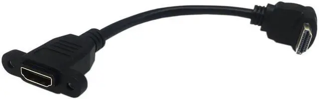 Alt view image 4 of 6 - 15cm/6 Inch Up-Angled HDMI 2.0 Male to Female Panel Mount Extension Cable with Screw Holes, Supports 4K@60Hz 3D, Black