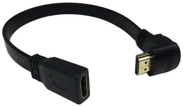 Main image of 1FT Slim Flat HDMI Extension Cable, Standard HDMI A Female to 90° Up Angled HDMI A Male Cord