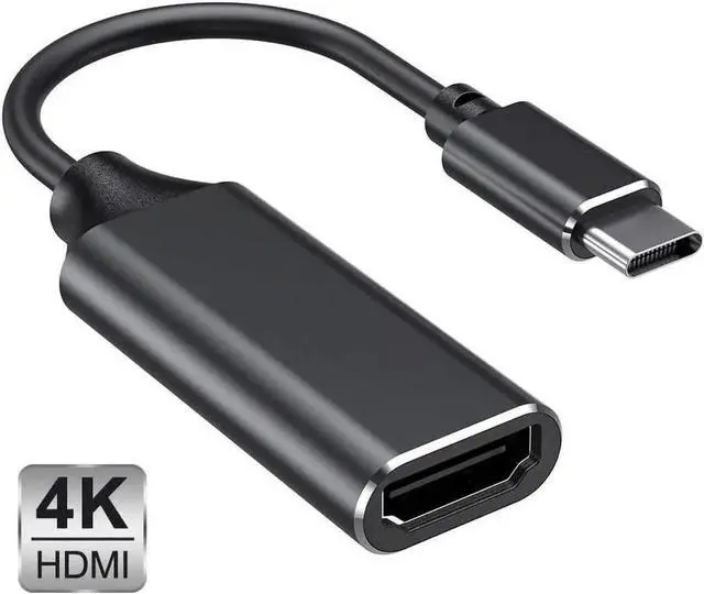 Main image of Black USB-C to HDMI 4K Video Audio Adapter, Thunderbolt 3 Compatible, Compatible with MacBook Pro, Samsung Galaxy S8/S9/Note 8/9, Huawei Mate 20 & More Devices