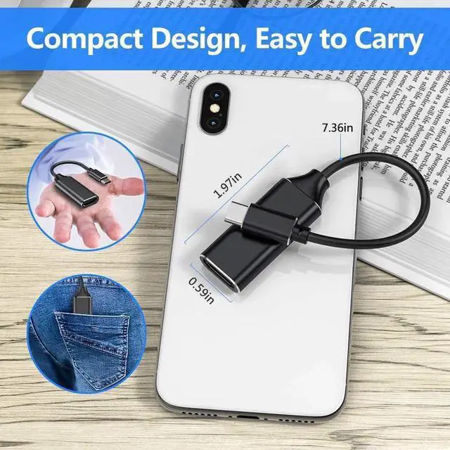Alt view image 6 of 6 - Black USB-C to HDMI 4K Video Audio Adapter, Thunderbolt 3 Compatible, Compatible with MacBook Pro, Samsung Galaxy S8/S9/Note 8/9, Huawei Mate 20 & More Devices