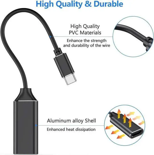 Alt view image 2 of 6 - Black USB-C to HDMI 4K Video Audio Adapter, Thunderbolt 3 Compatible, Compatible with MacBook Pro, Samsung Galaxy S8/S9/Note 8/9, Huawei Mate 20 & More Devices