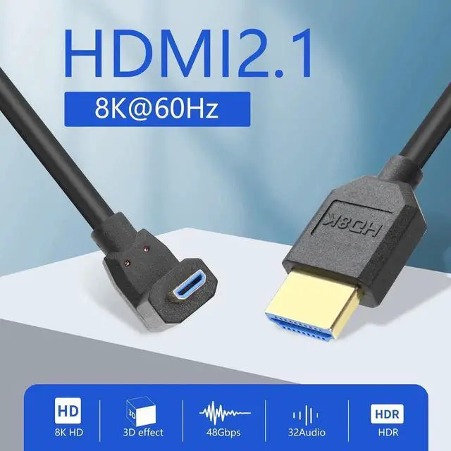 Alt view image 3 of 7 - Up-Angled Coiled Micro HDMI to HDMI 2.1 Cable, 48Gbps 8K@120Hz Dynamic HDR for Digital Cameras