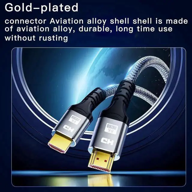 Alt view image 2 of 7 - 5ft Certified Ultra High Speed HDMI 2.1 Cable, 48Gbps, Nylon Braided Aluminum Shell, Supports 8K@60Hz & 4K@240Hz