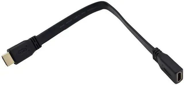 Alt view image 4 of 7 - 1FT Flat Slim HDMI Extension Cable, HDMI A Male to A Female (Black)
