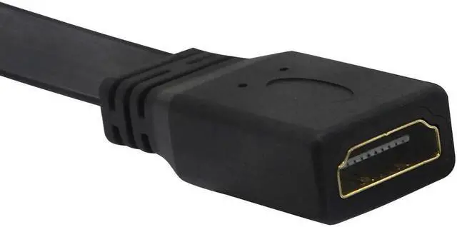 Alt view image 2 of 7 - 1FT Flat Slim HDMI Extension Cable, HDMI A Male to A Female (Black)