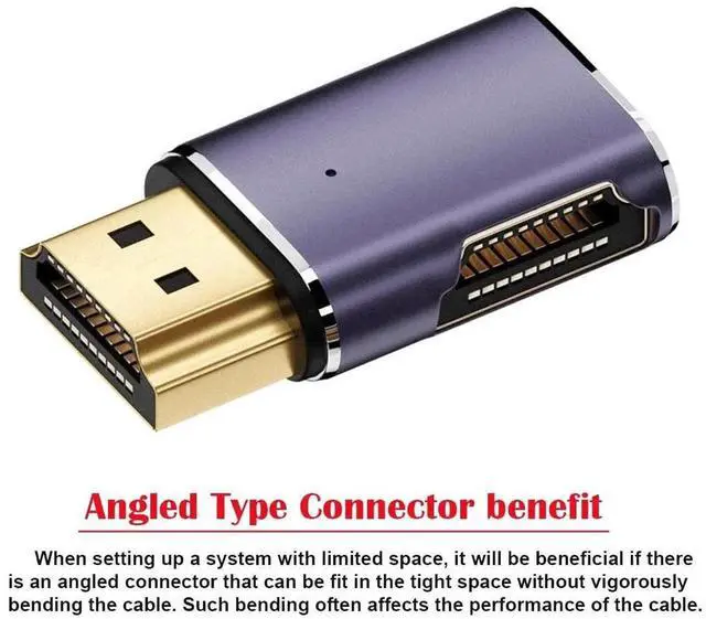 Alt view image 6 of 7 - Horizontal Right 90 Degree Flat HDMI 2.1 Extension Adapter, HDMI Male to Female Connector Supports 8K@60Hz UHD HDTV