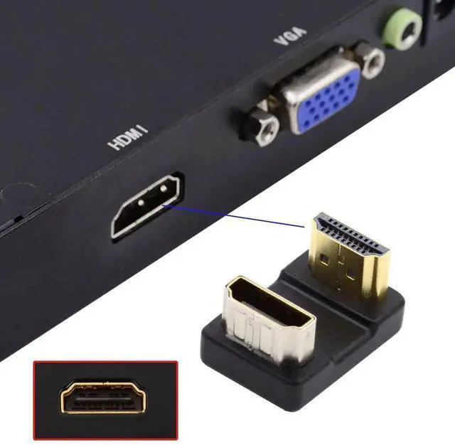 Alt view image 4 of 7 - U-Shaped 360° Down Back Angled HDMI 1.4 Male to Female Extension Adapter, Type-A HDMI Converter Supports 4K HD