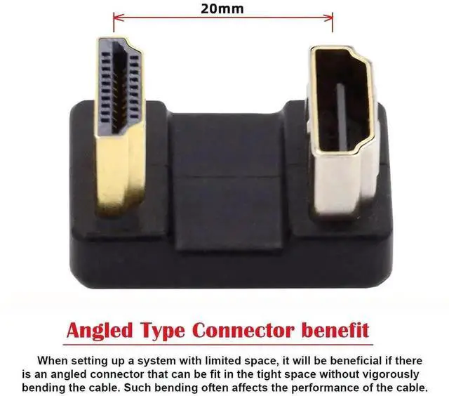 Alt view image 3 of 7 - U-Shaped 360° Down Reverse Back Angled HDMI 1.4 Male to Female Extension Adapter, Type-A 4K HDMI Extender Converter