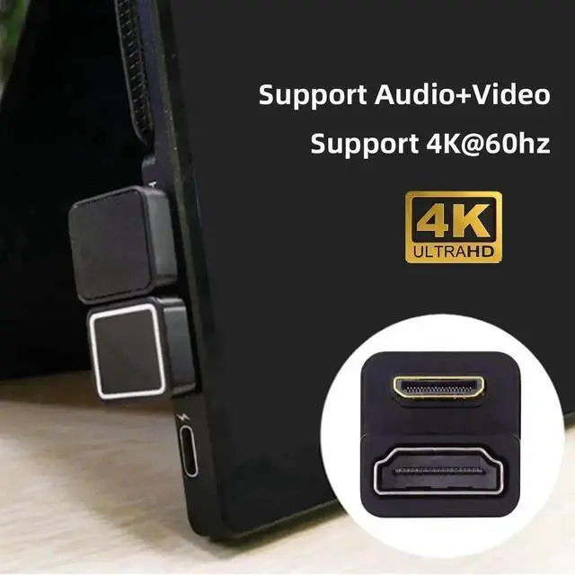 Alt view image 6 of 7 - U-Shaped 360° Up Reverse Back Angled Mini HDMI 1.4 Male to HDMI Female Extension Adapter Converter, Supports 4K HD Video