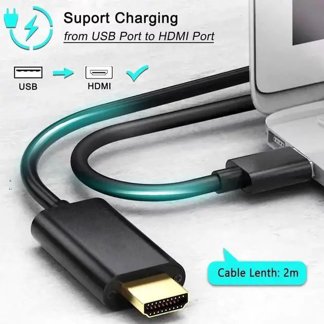 Main image of 6.6FT USB to HDMI Male to Male Adapter Cable, 1080P Audio Video Converter Cord, Only Compatible with Windows XP/7/8/8.1/10