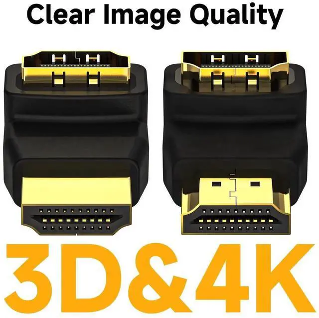 Alt view image 4 of 7 - 2-Pack HDMI Right Angle Adapters (90° & 270°), HDMI Male to Female L-Shape Converter Supports 4K & 3D