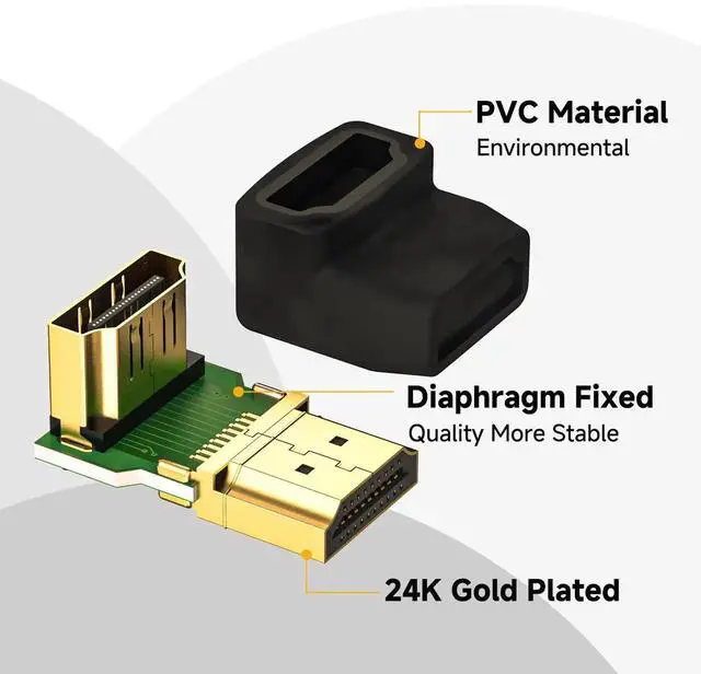 Alt view image 6 of 7 - 2-Pack HDMI Right Angle Adapters (90° & 270°), HDMI Male to Female L-Shape Converter Supports 4K & 3D