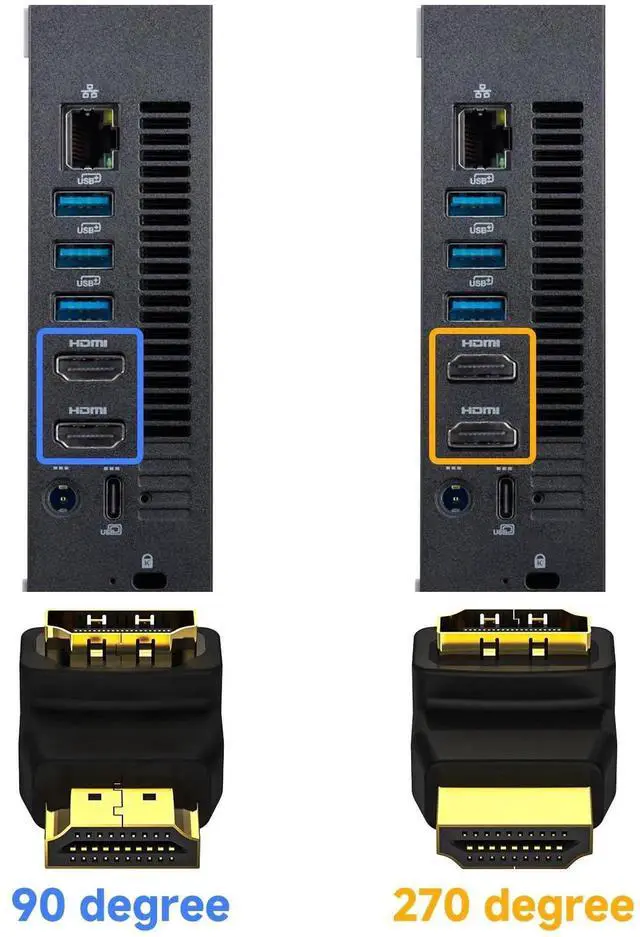 Alt view image 2 of 7 - 2-Pack HDMI Right Angle Adapters (90° & 270°), HDMI Male to Female L-Shape Converter Supports 4K & 3D