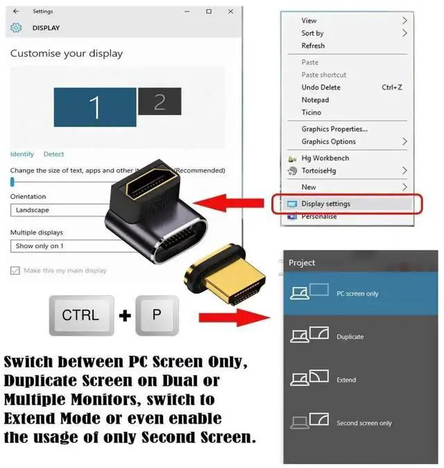 Alt view image 2 of 7 - 90° Up Angled Magnetic HDMI 2.1 Adapter, Male to Female Gold-Plated Extender, 48Gbps 8K@60Hz 4K@120Hz