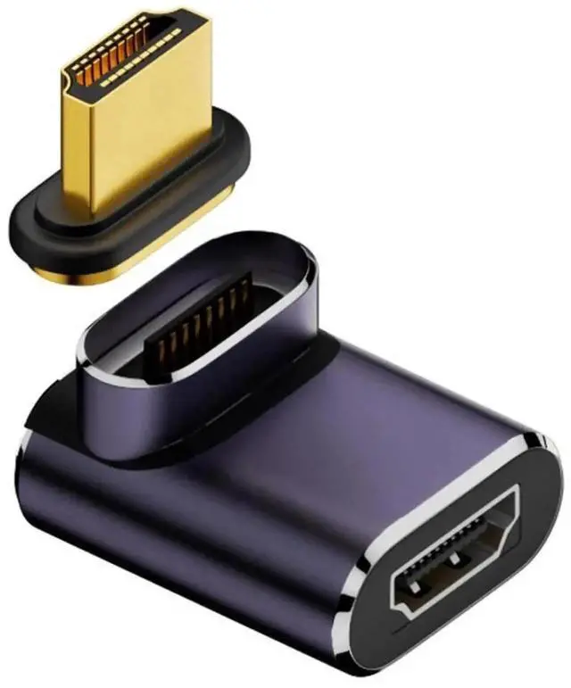 Main image of 90° Up Angled Magnetic HDMI 2.1 Male to Female Adapter, 48Gbps 8K@60Hz 4K@120Hz Gold-Plated Extender