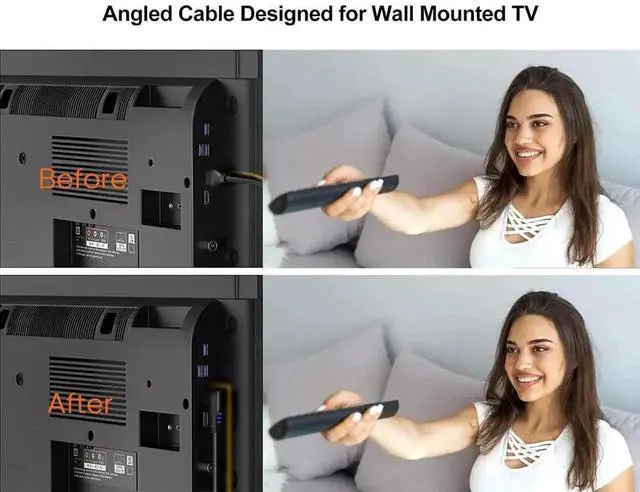 Alt view image 7 of 7 - 3ft 90° Left Angled Male to Male HDMI Cable, Supports 4K@60Hz Ultra HD, Black