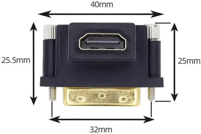 Alt view image 2 of 7 - 2 Pack 90° Angled Bidirectional DVI(24+1) Male to HDMI Female Adapter, Gold-Plated HDMI DVI Converter