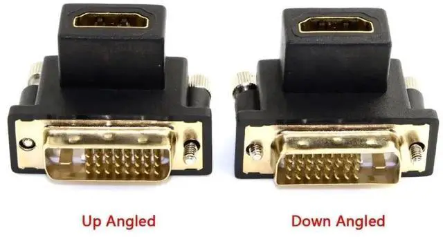 Alt view image 4 of 7 - 2 Pack 90° Angled Bidirectional DVI(24+1) Male to HDMI Female Adapter, Gold-Plated HDMI DVI Converter