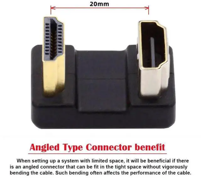Alt view image 2 of 7 - 180° Down Angled HDMI Male to Female Extension Adapter, 4K@60Hz