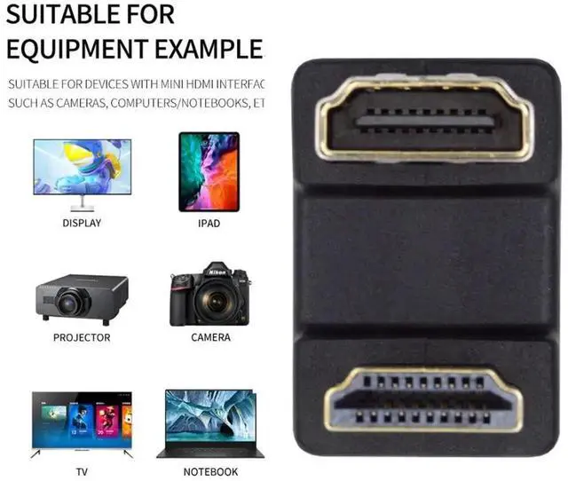 Alt view image 4 of 7 - 180° Down Angled HDMI Male to Female Extension Adapter, 4K@60Hz