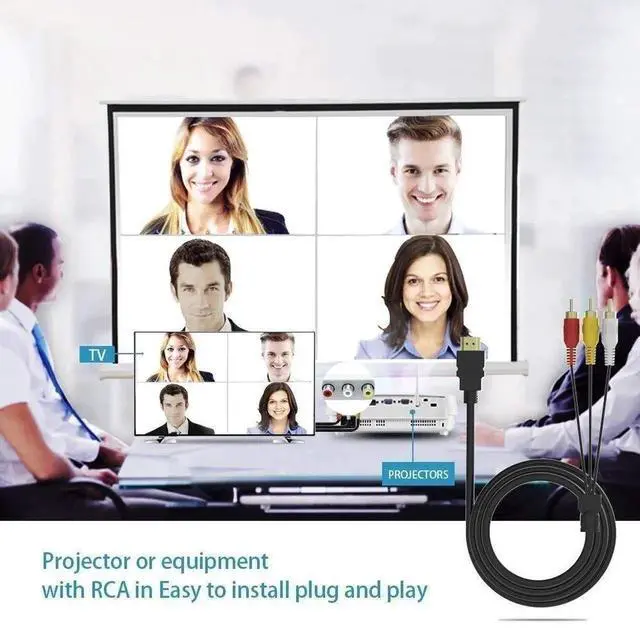 Alt view image 6 of 7 - 1.5m/5ft HDMI Male to 3 RCA AV Cable, 1080P Video Audio Cord (No Signal Conversion)