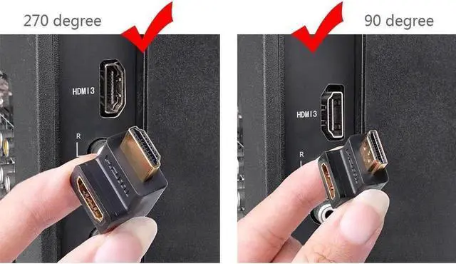 Alt view image 4 of 6 - 90° & 270° Right Angled HDMI Male to Female Port Saver Adapter, High Speed