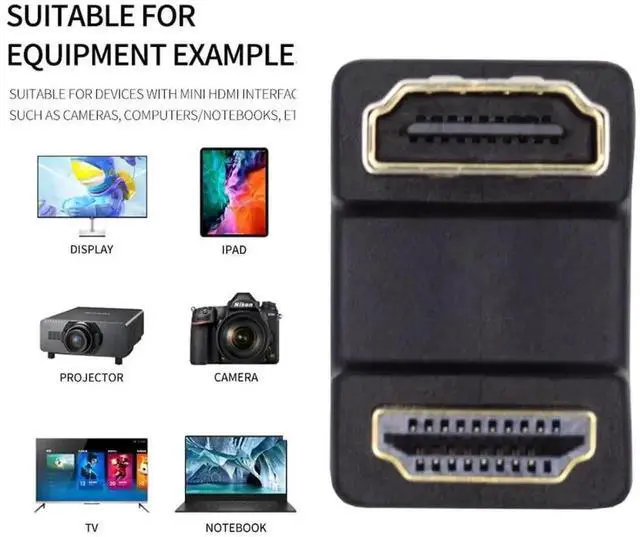 Alt view image 7 of 7 - 180° Up Angled HDMI Male to Female Extension Adapter, 4K@60Hz