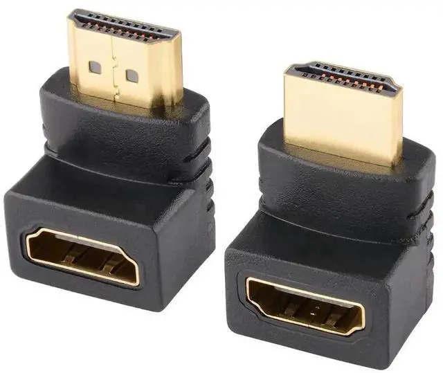 Main image of 2 Pack 90° & 270° Right Angle HDMI Male to Female Adapter, Gold-Plated Port Saver Extender