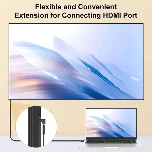 Alt view image 3 of 7 - 2 Pack 90° & 270° Right Angle HDMI Male to Female Adapter, Gold-Plated Port Saver Extender