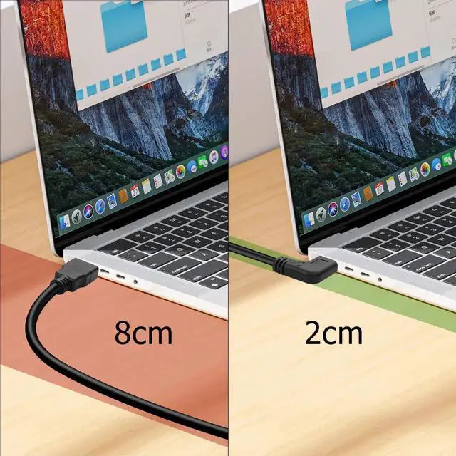 Alt view image 5 of 6 - Left Angle 90 Degree Coiled Mini HDMI to HDMI Cable, Stretchable Mini HDMI Male to Standard HDMI Male Cord for DSLR, Camcorder, Camera, Portable Field Monitor