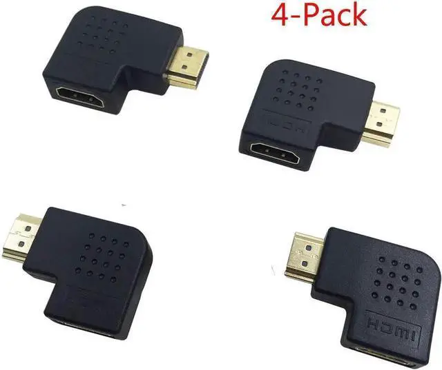 Main image of 4-Pack Vertical Flat HDMI Male to Female Adapters, 90° & 270° Angled Combo, Supports 4K & 3D HDMI Extender Coupler