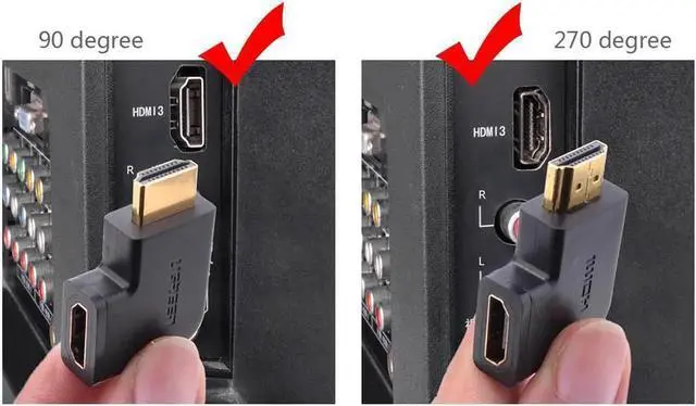 Alt view image 2 of 7 - 4-Pack Vertical Flat HDMI Male to Female Adapters, 90° & 270° Angled Combo, Supports 4K & 3D HDMI Extender Coupler
