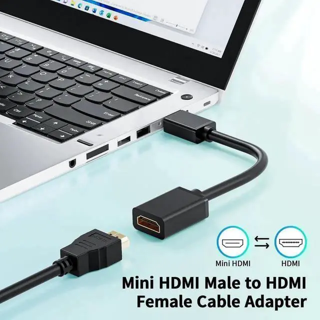 Alt view image 5 of 7 - 15cm Mini HDMI Male to HDMI 2.0 Female Cable Adapter, 18Gbps Bandwidth, Supports 4K@60Hz, HDR, 3D & Dolby for DSLR, Raspberry Pi, Camcorder, Graphics Card, Laptop, HDTV, Projector