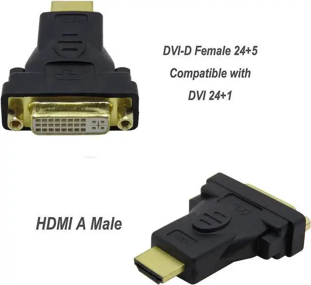 Alt view image 3 of 7 - 3-Pack Bi-Directional HDMI Male to DVI Female Adapter, Supports 1080P & 3D, HDMI DVI Converter Compatible with Apple TV, HDTV, Xbox 360, PS4, PS3, Nintendo Switch, Plasma TV, DVD Player