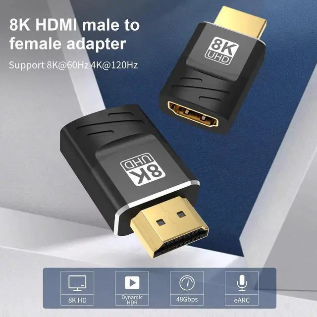 Alt view image 5 of 6 - 2-Pack HDMI 2.1 Female to Female Coupler, 48Gbps 8K HDMI Extension Connector, Support 8K@60Hz, 4K@120Hz & HDR, Black HDMI Extender Adapter for HDTV, Monitor, Laptop, Xbox, PS4/PS5