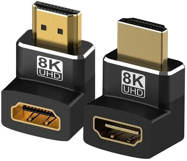 Main image of 2-Pack 8K HDMI 2.1 Right Angle Adapters, 90° & 270° L-Shaped Male to Female Connectors, Support 8K@60Hz, 4K@120Hz HDR for HDTV, Laptop, PS4/PS5, Xbox
