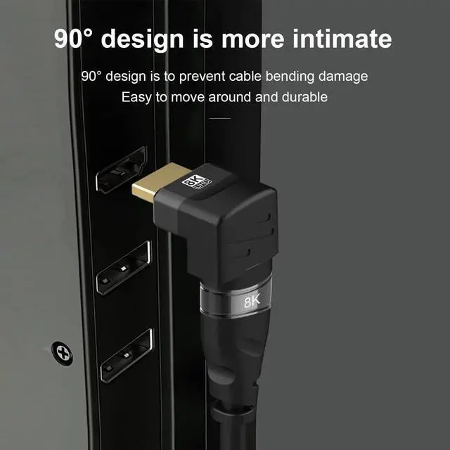 Alt view image 6 of 7 - 2-Pack 8K HDMI 2.1 Right Angle Adapters, 90° & 270° L-Shaped Male to Female Connectors, Support 8K@60Hz, 4K@120Hz HDR for HDTV, Laptop, PS4/PS5, Xbox