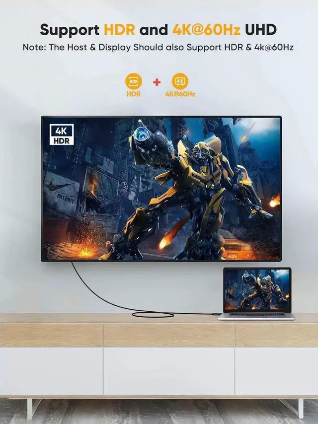 Alt view image 6 of 7 - 8FT Active Unidirectional DP 1.4 to HDMI Cable, Support 4K@60Hz 2K@144Hz 1080P@144Hz for Monitor