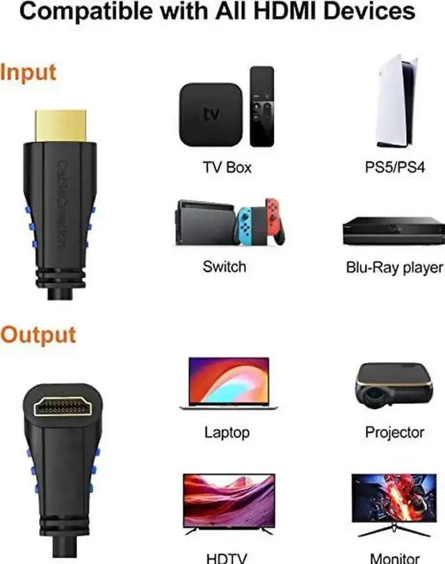 Alt view image 7 of 7 - 10FT 90 Degree Right Angle HDMI Male to Male Cable, Supports 4K@60Hz & 3D Ultra HD for TV Monitor Laptop Game Console