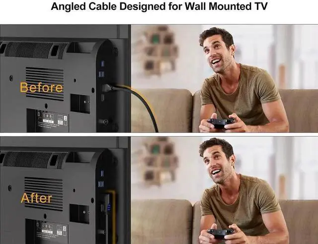 Alt view image 2 of 7 - 10FT 90 Degree Right Angle HDMI Male to Male Cable, Supports 4K@60Hz & 3D Ultra HD for TV Monitor Laptop Game Console