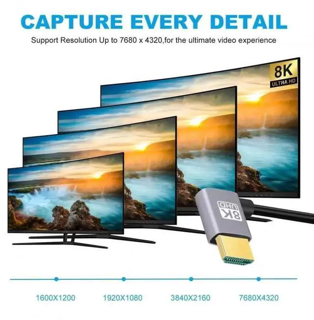 Alt view image 6 of 7 - 50cm Left 90 Degree HDMI 2.1 Cable Type A Male to Male, Ultra Thin Super Flexible 8K 4K Cord for Computer HDTV Monitor