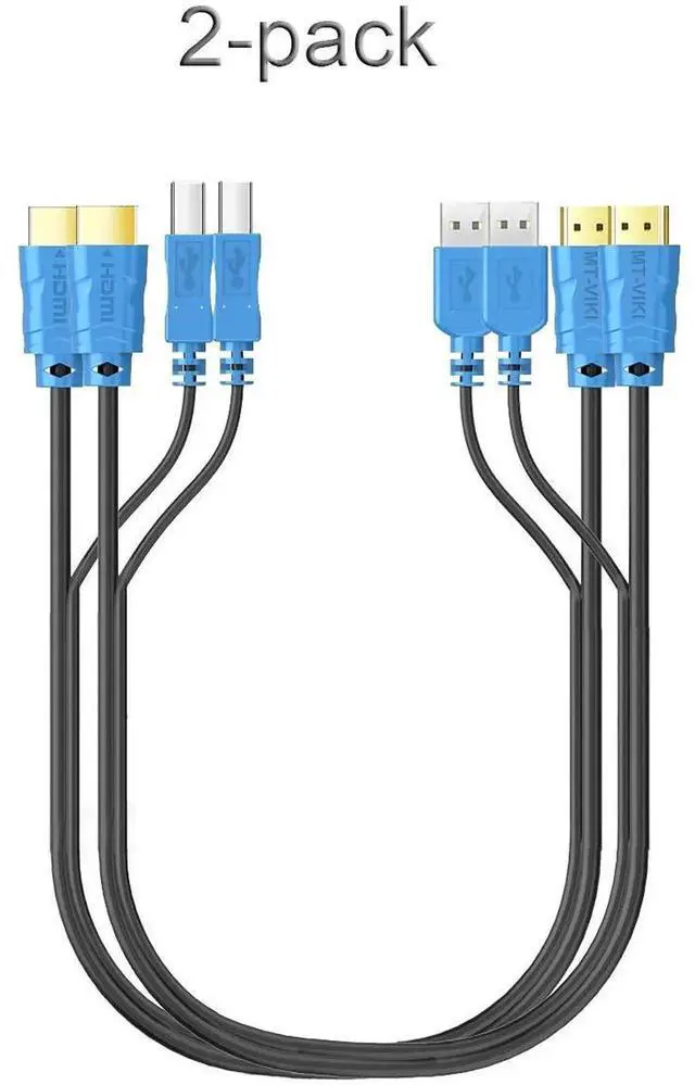 Alt view image 2 of 7 - MT-VIKI 2 Pack 10FT USB HDMI KVM Cable, 4K HDMI USB A to USB B Twin Cord Compatible with Standard KVM Switch
