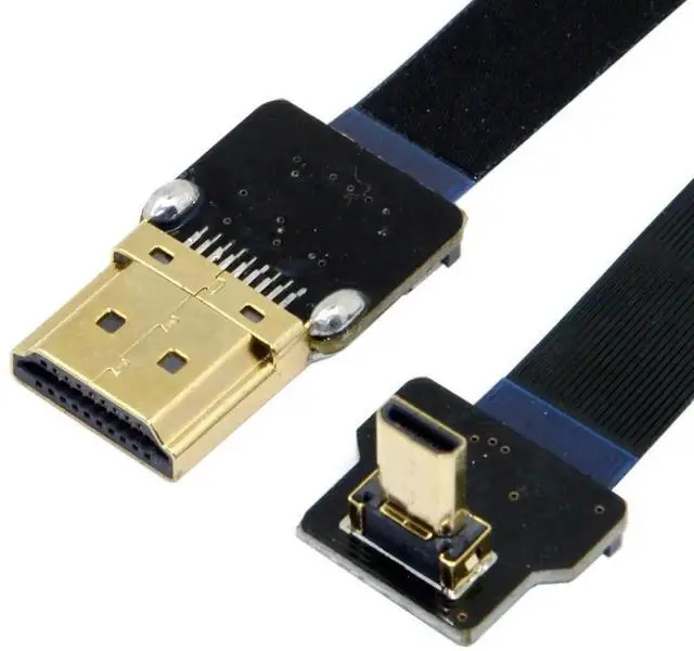 Main image of 50cm Up 90 Degree Flat Micro HDMI Male to HDMI Male Cable, FPV Aerial Photography Cord Supports 1080P@60Hz for Multicopter HDTV