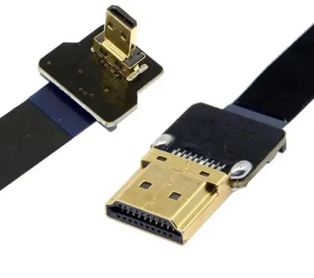 Alt view image 6 of 7 - 50cm Up 90 Degree Flat Micro HDMI Male to HDMI Male Cable, FPV Aerial Photography Cord Supports 1080P@60Hz for Multicopter HDTV