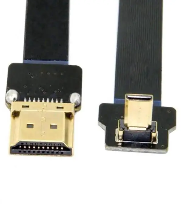 Alt view image 3 of 7 - 50cm Up 90 Degree Flat Micro HDMI Male to HDMI Male Cable, FPV Aerial Photography Cord Supports 1080P@60Hz for Multicopter HDTV